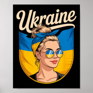 Ukraine Retro Style Woman Graphic Cultural Pride A Poster