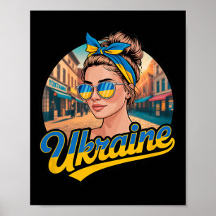 Ukraine Retro Style Woman Graphic Cultural Pride A Poster