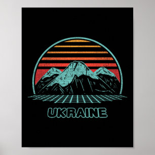 Ukraine Retro Vintage 80s Style Poster