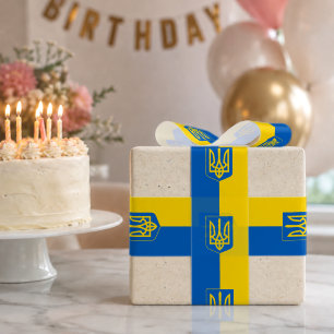 Ukraine Ribbon, Tryzub, Patriotic, Ukrainian Flag Satin Ribbon