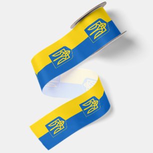 Ukraine Ribbon, Tryzub, Patriotic, Ukrainian Flag Satin Ribbon
