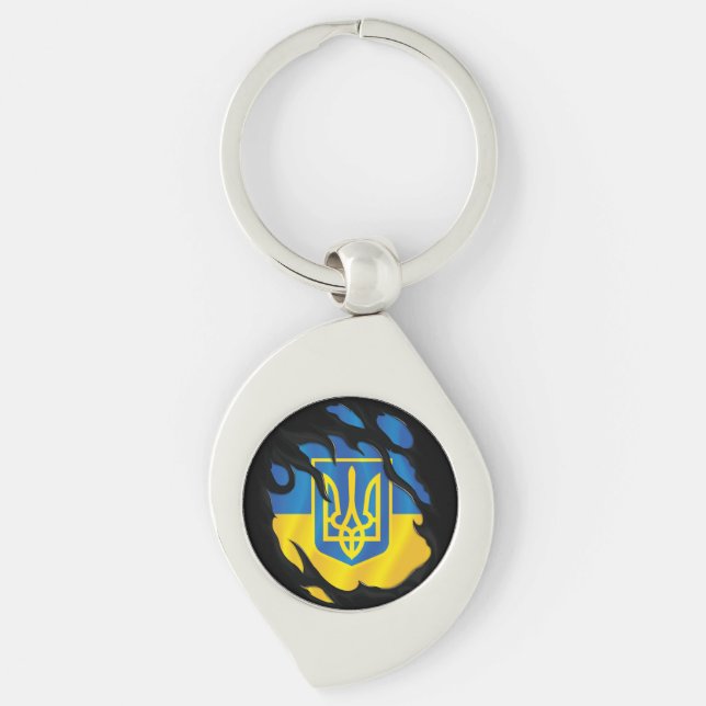 Ukraine Ripped Flag Key Ring (Front)
