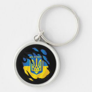 Ukraine Ripped Flag Key Ring