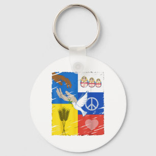 Ukraine Russia Peace Dove Intercultural Friendship Key Ring