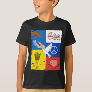 Ukraine Russia Peace Dove Intercultural Friendship T-Shirt