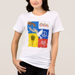 Ukraine Russia Peace Dove Intercultural Friendship Tri-Blend Shirt