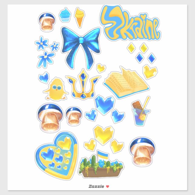 Ukraine scrapbook stickers blue yellow (Sheet)