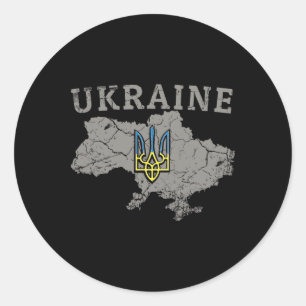 Ukraine Shirt Zelensky Ukrainian Flag Trident Mili Classic Round Sticker