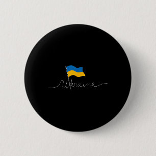 Ukraine Signature Flag Pole - Patriotic Ukrainian 6 Cm Round Badge