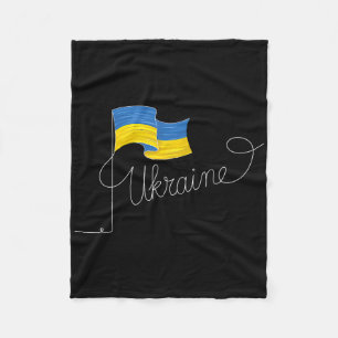 Ukraine Signature Flag Pole - Patriotic Ukrainian  Fleece Blanket