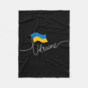 Ukraine Signature Flag Pole - Patriotic Ukrainian Fleece Blanket