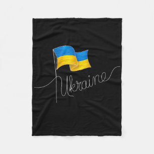 Ukraine Signature Flag Pole - Patriotic Ukrainian Fleece Blanket