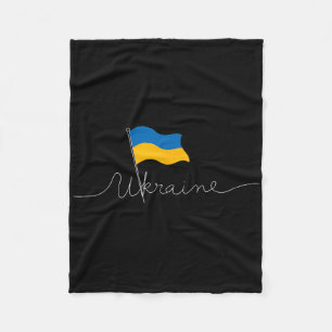 Ukraine Signature Flag Pole - Patriotic Ukrainian  Fleece Blanket