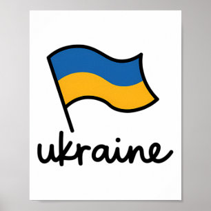 Ukraine Signature Flag Pole - Patriotic Ukrainian  Poster
