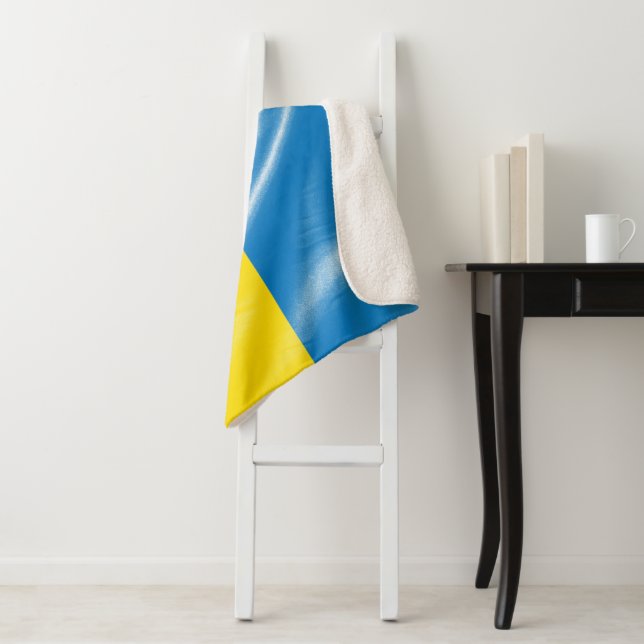 Ukraine silk flag sherpa blanket (In Situ)