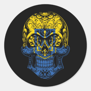 Ukraine Skull And Roses Flag  Classic Round Sticker