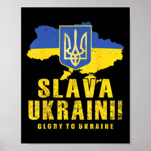 Ukraine Slava Ukraini Tryzub Glory To Ukraine Flag Poster