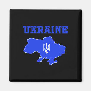 Ukraine Soccer Team Ukr Map And Trident Jersey Foo Magnet