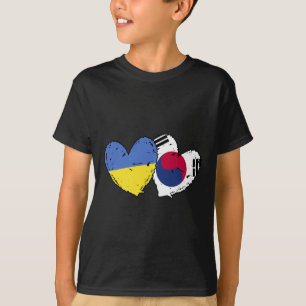 Ukraine South Korea Heart Flags Ukrainian Korean D T-Shirt