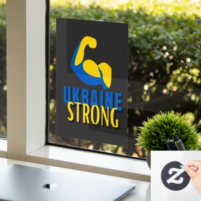 Ukraine Strong Muscle Flex   Window Cling (Office)