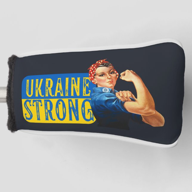 Ukraine Strong Rosie the Riveter  Golf Head Cover (Front)