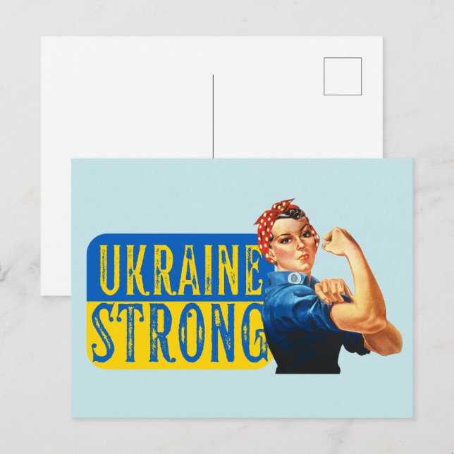 Ukraine Strong Rosie the Riveter  Postcard (Front/Back)