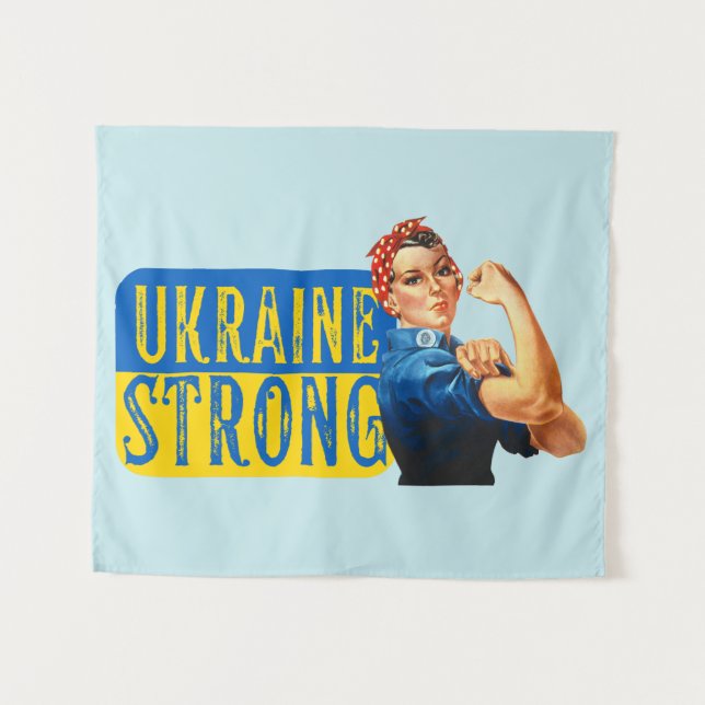 Ukraine Strong Rosie the Riveter  Tapestry (Front (Horizontal))