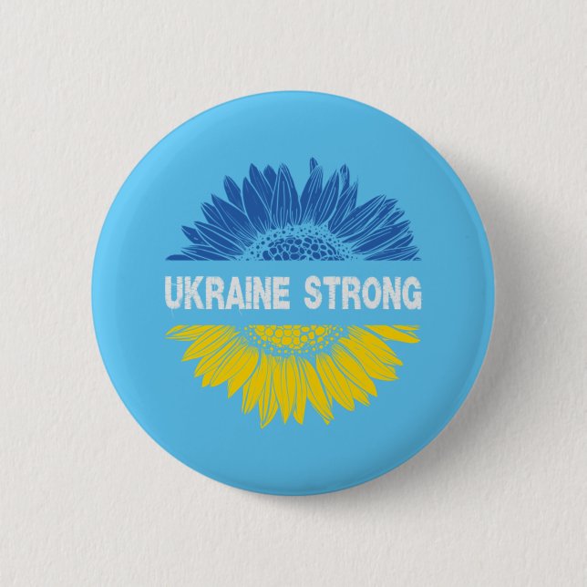 Ukraine Strong Sunflower 6 Cm Round Badge (Front)