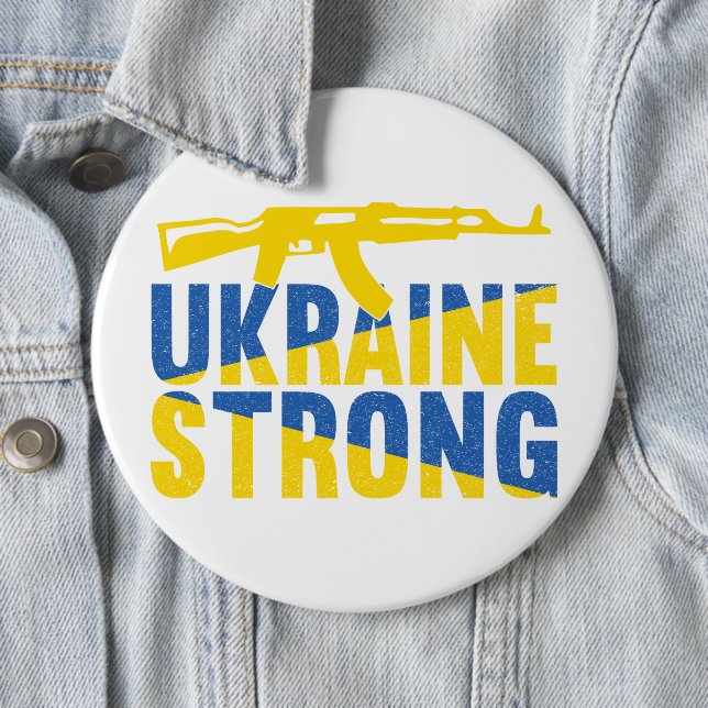 Ukraine Strong Support for Ukraine 6 Cm Round Badge (In Situ)
