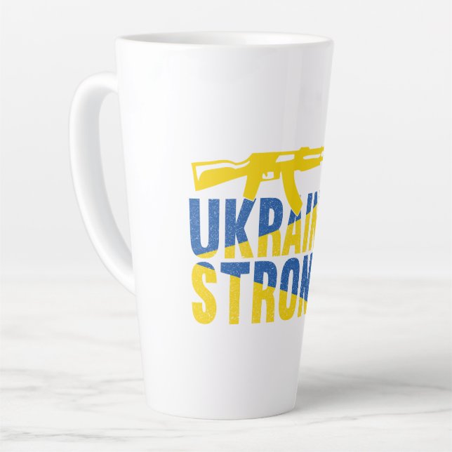 Ukraine Strong Support for Ukraine Latte Mug (Left Angle)