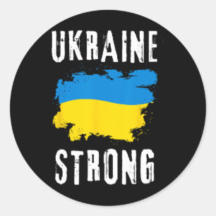 Ukraine Strong Ukrainian Flag Pride Vintage Men Wo Classic Round Sticker