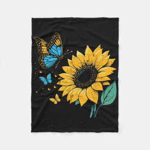 Ukraine Sunflower Butterfly Ukrainian Girls Kids W Fleece Blanket