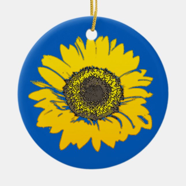 Ukraine Sunflower Ceramic Tree Decoration (Front)