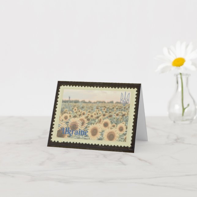Ukraine sunflower field Stamp Greeting Cards (Small Plant)