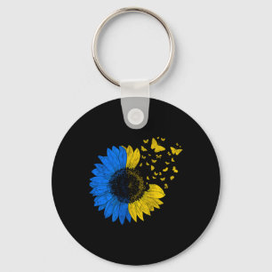 Ukraine Sunflower Flag Vintage Ukrainian Flag Ukra Key Ring