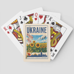 Ukraine Sunflower Golden Dome Illustration Travel Playing Cards