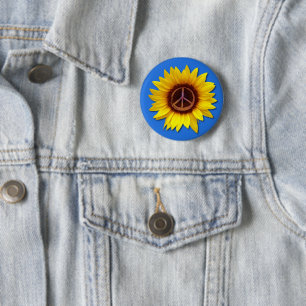Ukraine Sunflower Peace Symbol Sign Anti-War  6 Cm Round Badge