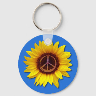 Ukraine Sunflower Peace Symbol Sign Anti-War Love  Key Ring