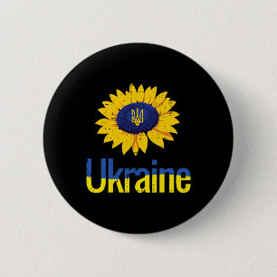 Ukraine Sunflower Trident Tryzub Ukrainian Symbol  6 Cm Round Badge