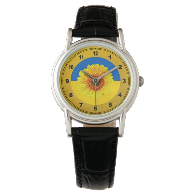 Ukraine Sunflower & Ukrainian Flag / Floral Watch (Front)