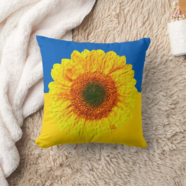 Ukraine Sunflower & Ukrainian Flag / Flower Cushion (Blanket)