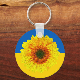 Ukraine Sunflower & Ukrainian Flag / Flower Key Ring