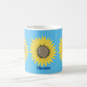 Ukraine sunflower yellow and blue floral pattern coffee mug