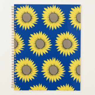 Ukraine sunflower yellow and blue floral pattern planner