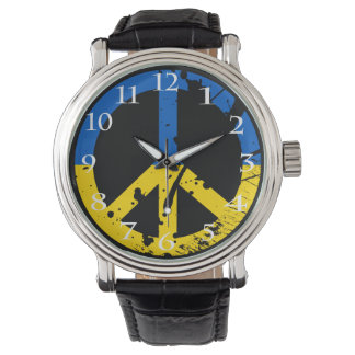 Ukraine Support Anti-War Pray Dove Button Watch