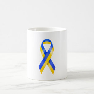 Ukraine support blue yellow awareness ribbon coffee mug