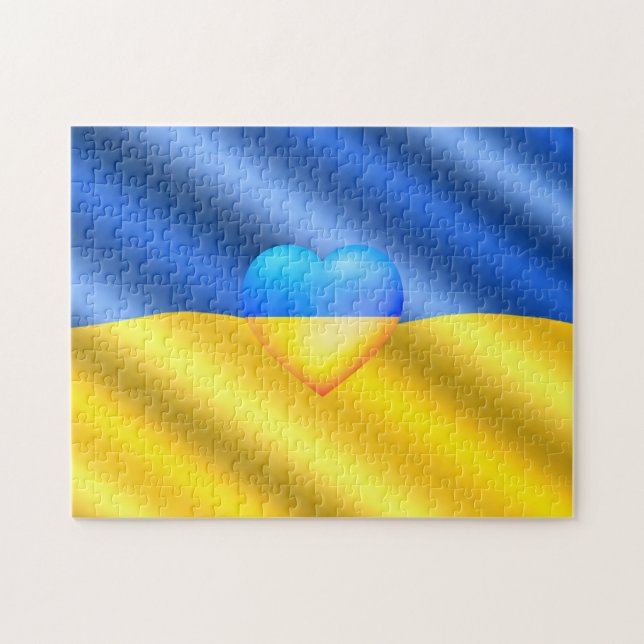 Ukraine - Support - Freedom Peace - Ukrainian Flag Jigsaw Puzzle (Horizontal)