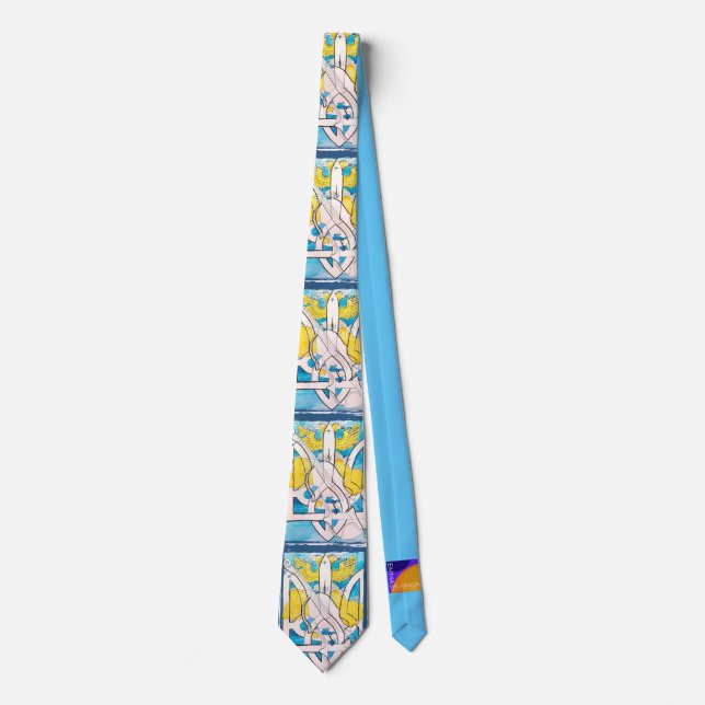 Ukraine Support Men's Tie Art Design Blue & Yellow (Front)