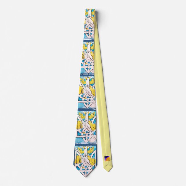 Ukraine Support Men's Tie Art Design Blue & Yellow (Front)