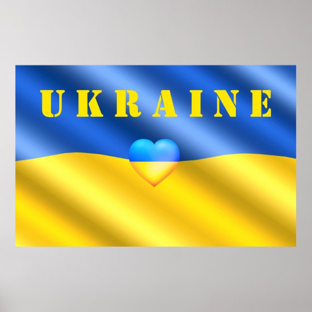 Ukraine - Support - Peace Freedom - Ukrainian Flag Poster (Front)